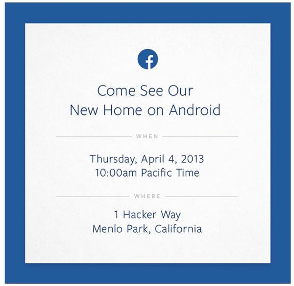 Facebook invite la presse le 4 avril : « New Home on Android »